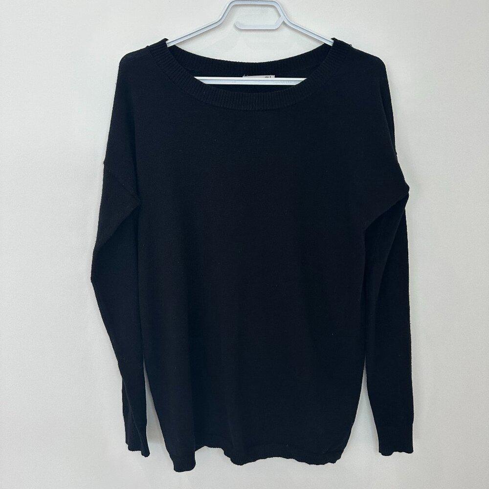 Dex Light Knit Black Sweater Open Back Shirt Long Sleeve Pullover Small